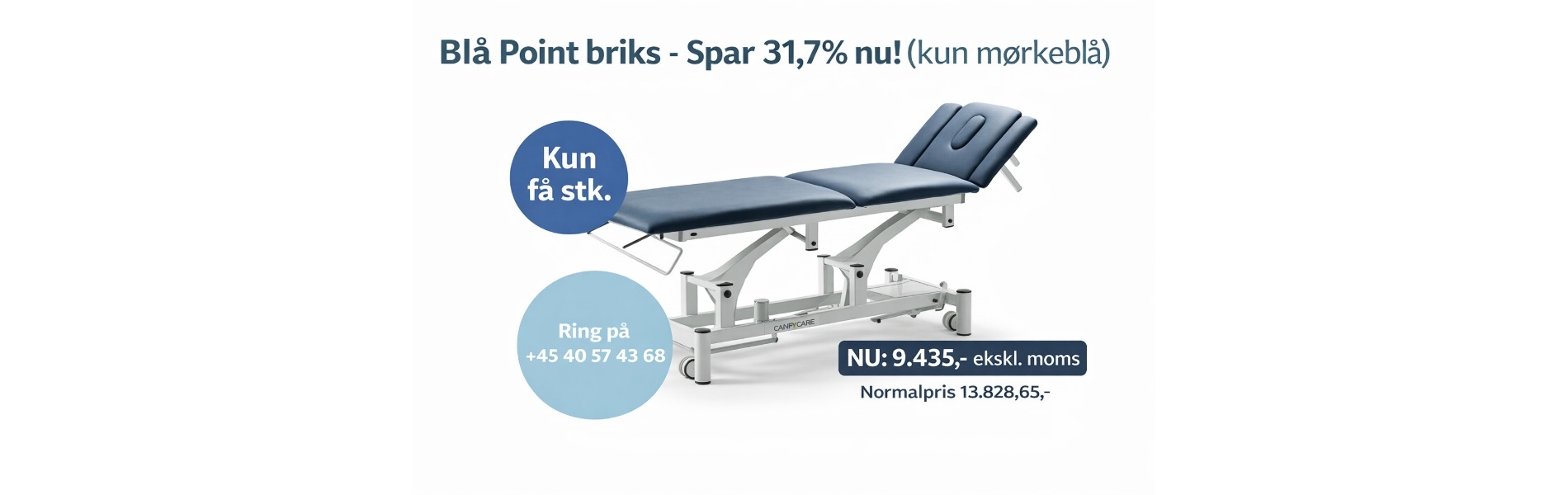 Point i mørkeblå – 31,7% rabat, pris 9.435 ekskl. moms, fuld garanti.